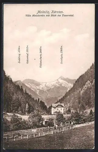 AK Mallnitz /Kärnten, Villa Moisisovics mit Blick ins Tauerntal