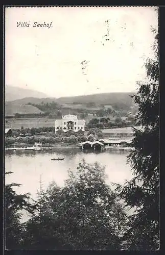 AK Seeboden, Villa Seehof mit Gewässer aus der Vogelschau