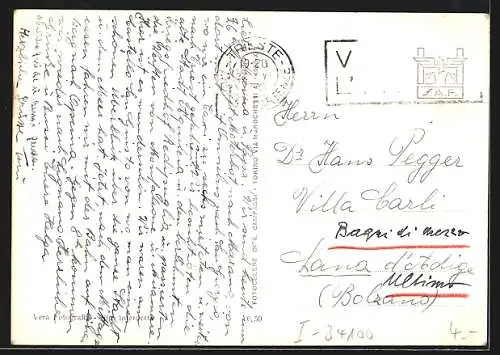 AK Trieste, Panorama e Via Cavour, Strassenbahn