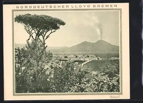 AK Neapel, Panorama mit Bäumen