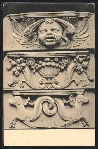 AK Mainz, Dom, Brendelsches Chorgestühl aus der ehem. St. Gangolf-Hofkirche, Reliefs