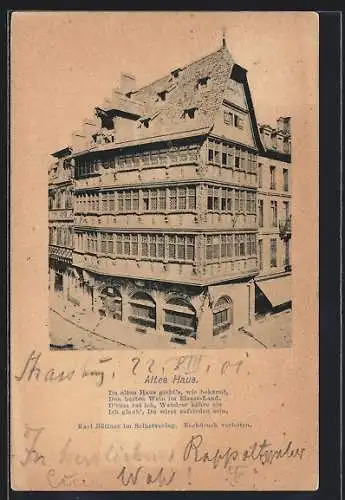 AK Strassburg /Els., Altes Haus aus der Vogelschau