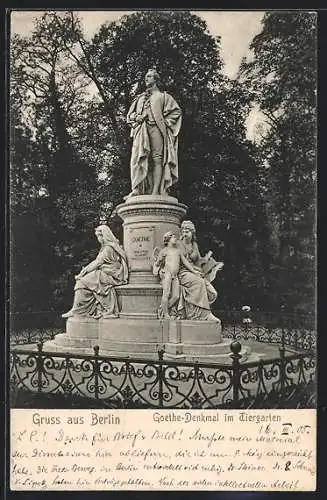 AK Berlin, das Goethe-Denkmal im Tiergarten