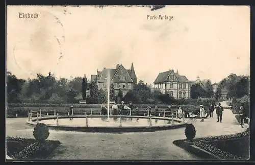 AK Einbeck, Park-Anlage mit Springbrunnen
