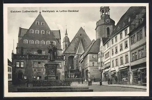 AK Eisleben, Marktplatz mit Luther-Denkmal