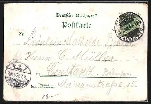 Lithographie Dresden, Ortspartie an der Augustusbrücke