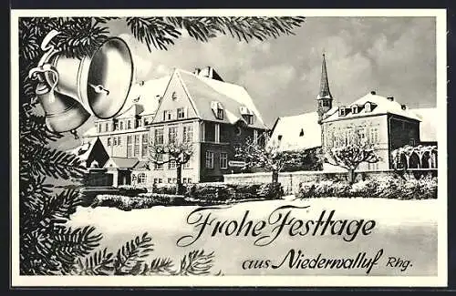 AK Niederwalluf i. Rhg., Ortspartie im Winter zur Festzeit