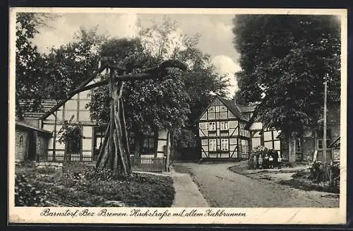 AK Barnstorf /Bez. Bremen, Kirchstrasse mit altem Ziehbrunnen