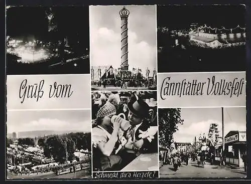 AK Cannstatt, Riesenrad, Stände und Gäste auf dem Cannstatter Volksfest