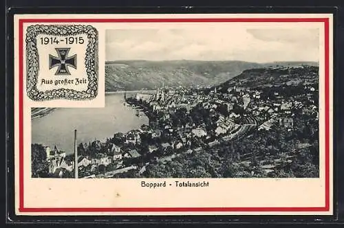 AK Boppard, Totalansicht aus der Vogelschau, Eisernes Kreuz