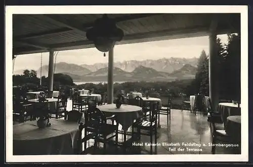 AK Feldafing, Hotel Kaiserin Elisabeth, Blick von der Terrasse