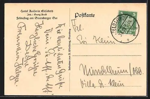 AK Feldafing am Starnberger See, Hotel Kaiserin Elisabeth, Inh. Georg Kraft