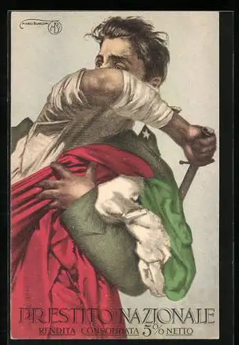 AK Prestito Nazionale, italienischer Soldat kämpft um seine Fahne