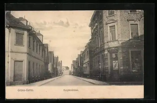 AK Gross-Gerau, Hospitalstrasse mit Colonialwarenhandlung
