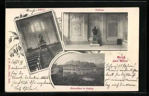 AK Wien, Hietzing, Gymnasium, Vestibule und Festsaal