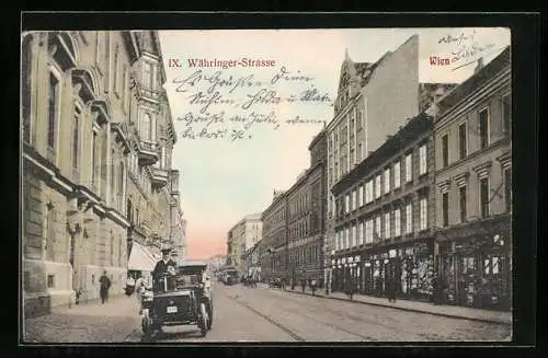 AK Wien, Auto in der Währinger-Strasse