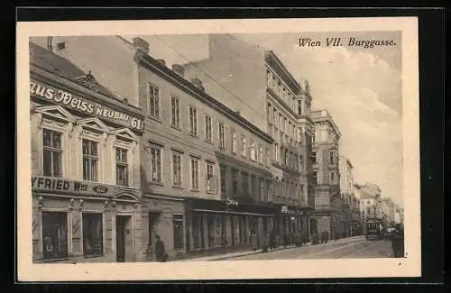 AK Wien, Strassenbahn in der Burggasse