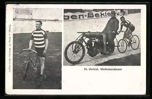 AK Motorrad beim Steherrennen, Weltrekordmann Ch. Verbist
