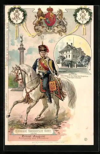 Lithographie Hannover, Kgl. Hannoversche Armee 1866, Kronprinz Ernst August von Hannover