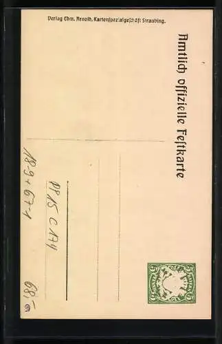 Künstler-AK Ganzsache Bayern PP15C174: Straubing, 45. Wanderversammlung bayerischer Landwirte 1910 Bauer beim Pflügen