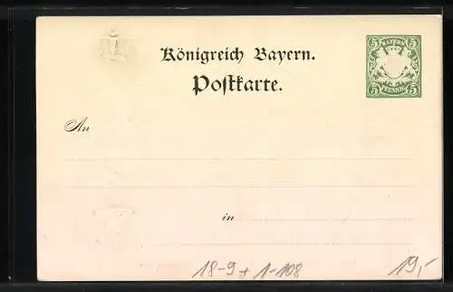 AK Prinzregent Luitpold, zum 80. Geburtstag, Ganzsache Bayern 5 Pfennig