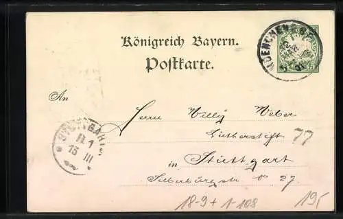 AK München-Neuhausen, Königsbau, Panorama, Prinzregent Luitpold von Bayern, Ganzsache Bayern 5 Pfennig