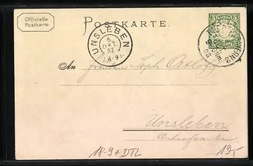 Lithographie Fürth, Kirchweih, Festbesucher am Rathaus, Harfnerin, Ganzsache Bayern 5 Pfg.