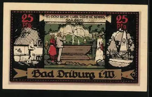 Notgeld Bad Driburg 1921, 25 Pfennig, Dr. Weber und Szenen von Bad Driburg