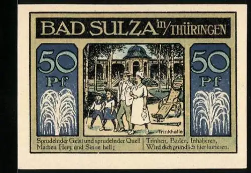 Notgeld Bad Sulza, 1921, 50 Pf, Trinkhalle und Inhalatorium, gültig bis 31. Dezember 1922