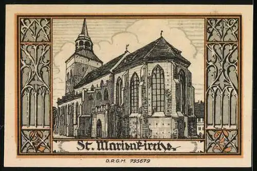 Notgeld Belgard, 2 Mark, Konto A, 008812, St. Marienkirche und Wappen mit Greif