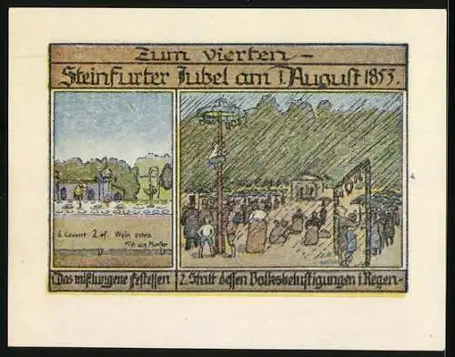 Notgeld Burgsteinfurt, 1921, 50 Pfennig, Fachwerkhaus und Veranstaltungen am 1. August 1817