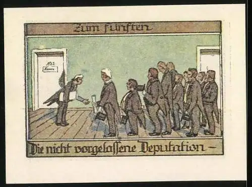 Notgeld Burgsteinfurt, 1921, 50 Pfennig, Abbildung eines Gebäudes und einer Deputation