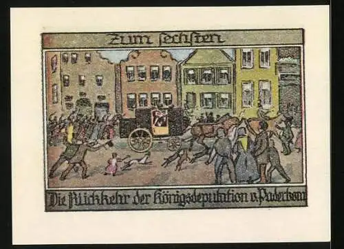 Notgeld Burgsteinfurt, 1921, 50 Pfennig, Rathaus und Rückkehr der Königstochter