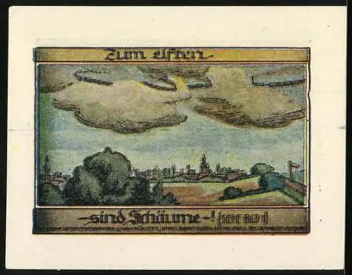 Notgeld Burgsteinfurt, 1921, 50 Pfennig, historische Gebäude und Landschaftsansicht, Stadtwappen