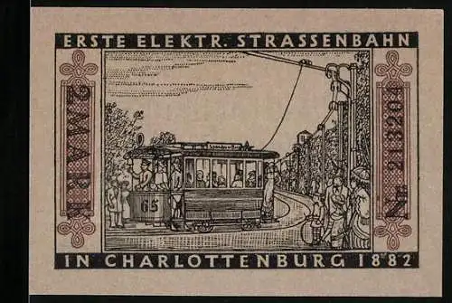 Notgeld Berlin 1922, 2 Mark, Erste elektrische Strassenbahn in Charlottenburg 1882, gültig für die städtische Strassenbahn