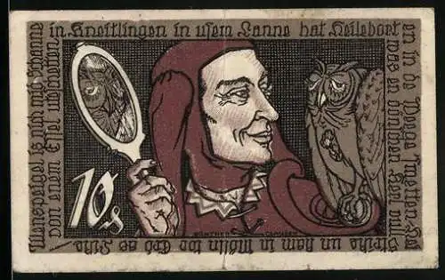 Notgeld Braunschweig, 1921, 10 Pf, Mann mit Eule und Pferd - Braunschweiger Staatsbank