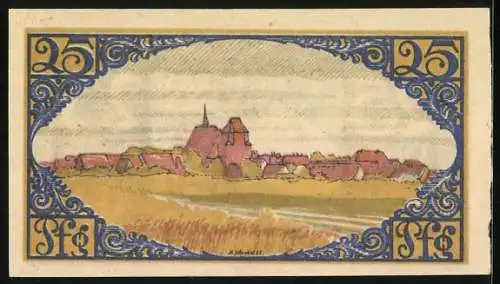 Notgeld Brehna, 1921, 25 Pfennig, Grafenwappen und Landschaftsansicht