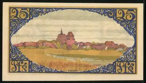Notgeld Brehna 1921, 25 Pfennig, Stadtwappen und Landschaftsmotiv