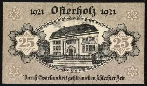 Notgeld Osterholz 1921, fünfundzwanzig Pfennig, Kreishaus