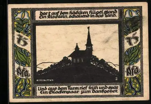 Notgeld Gollnow, 1921, 75 Pfennig, Kirche und Bauer beim Säen