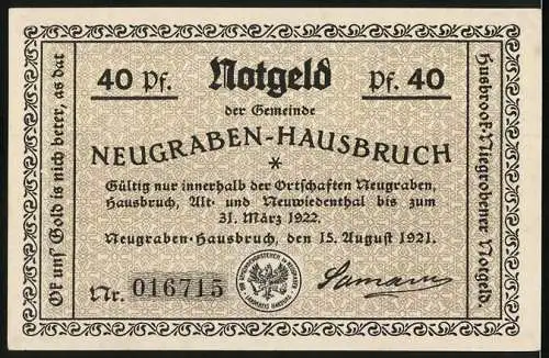 Notgeld Neugraben-Hausbruch 1921, 40 Pfennig, Wander-Vogel-Paradies in der Neugrabener Heide