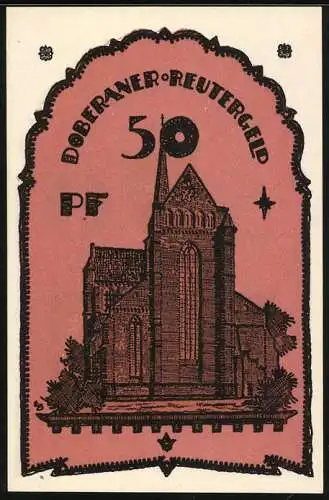 Notgeld Bad Doberan, 1921, 50 Pfennig, Stadtwappen und Kirche, gültig bis 31. Dezember 1921