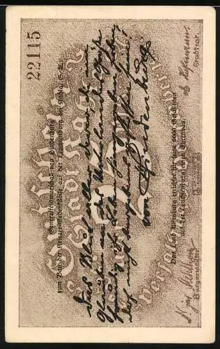 Notgeld Kahla, 1921, 50 Pfennig, Fliegeraufnahme der Leuchtenburg