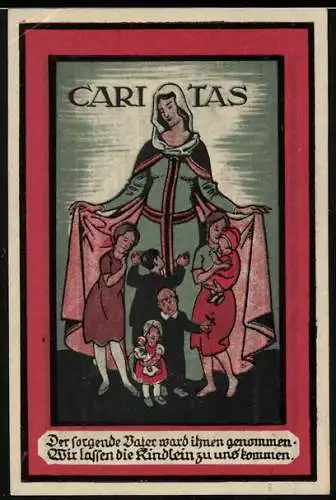 Notgeld Hamburg, 1921, 75 Pfennig, Caritas mit Mutter und Kindern, Rückseite mit Turm und Stadtwappen