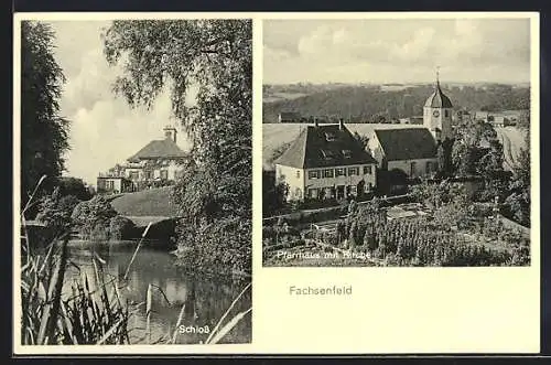 AK Fachsenfeld, Schloss und Pfarrhaus mit Kirche