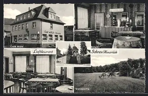 AK Sohren /Hunsrück, Café Wald, mit Innenansicht und Waldpartie