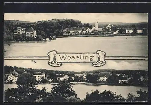 AK Wessling, Ortsansicht vom Wasser aus