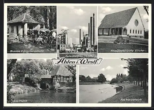 AK Ahlen / Westf., Zeche Westfalen, Alte Mühle, Braun's Erfrischungshalle