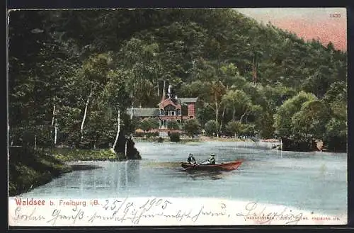 AK Waldsee b. Freiburg, Ruderer auf dem See