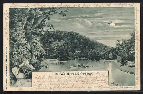 AK Waldsee bei Freiburg, Ruderboot auf dem See